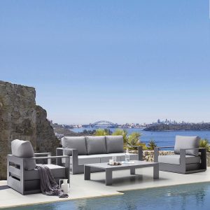 Deko Living 5 Place Seating Ficarazzi Outdoor Conversation Sofa Set with Coffee Table 