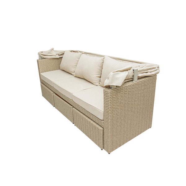 Deko Living 5 Place Seating Outdoor Wicker Patio Couch with Canopy and Ottoman Set with Table • COP30007 - Image 7