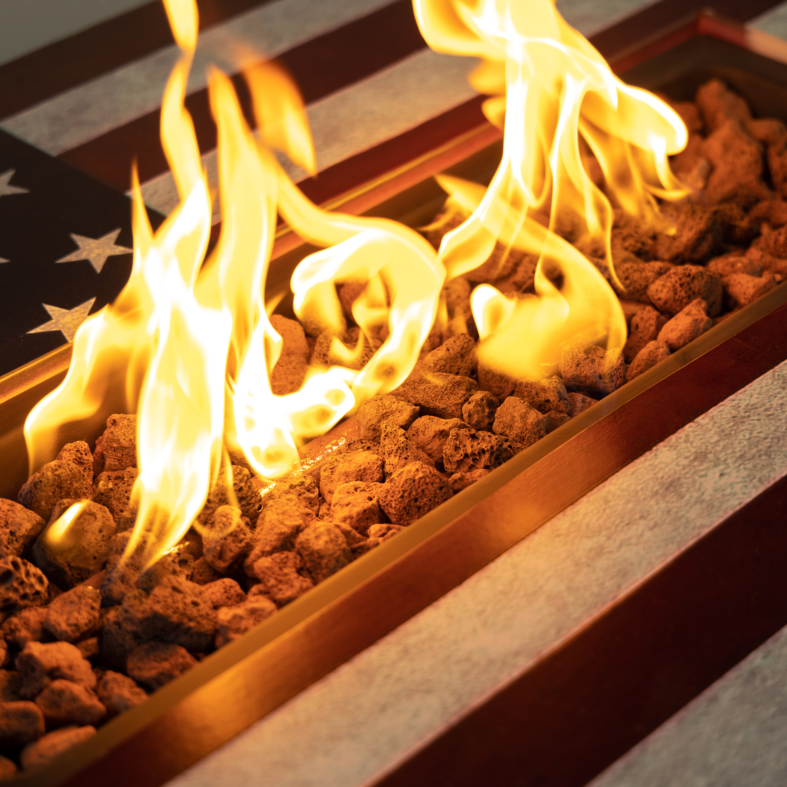 Deko Living 40 Inch Rectangular Commemorative Outdoor Propane Gas Fire Pit Table 50,000 BTU Propane with Lava Rock Filler - Image 7