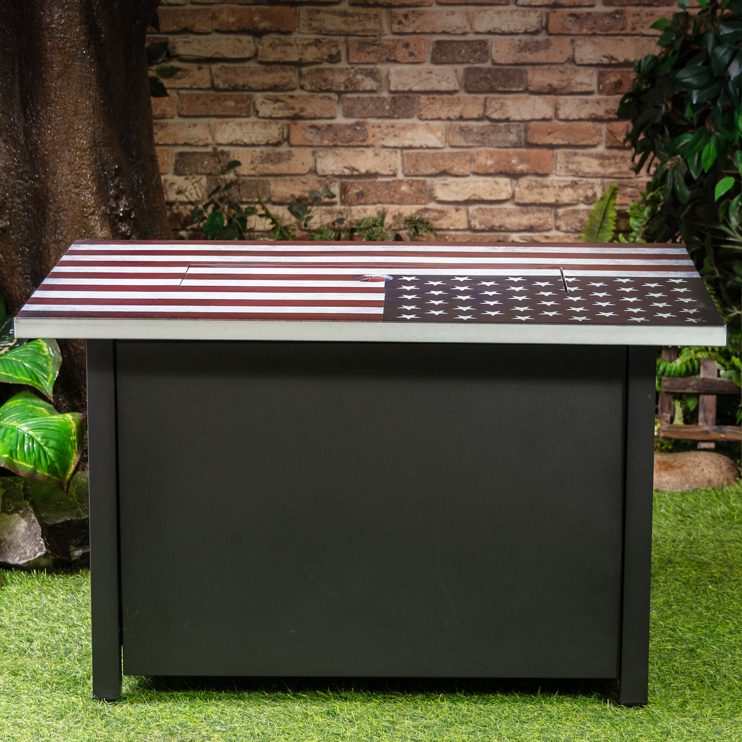 Deko Living 40 Inch Rectangular Commemorative Outdoor Propane Gas Fire Pit Table 50,000 BTU Propane with Lava Rock Filler - Image 5
