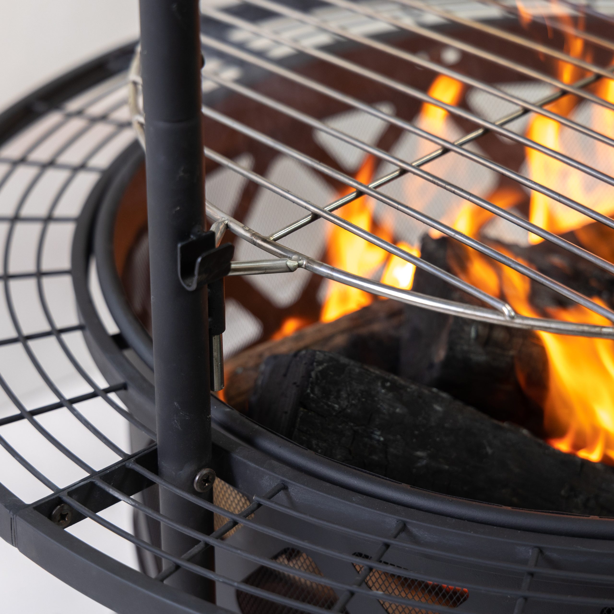 Deko Living 33 Inch Diameter Outdoor Steel Wood Burning Fire Pit with 2 Cooking Grills, Rotisserie and Poker - Image 11