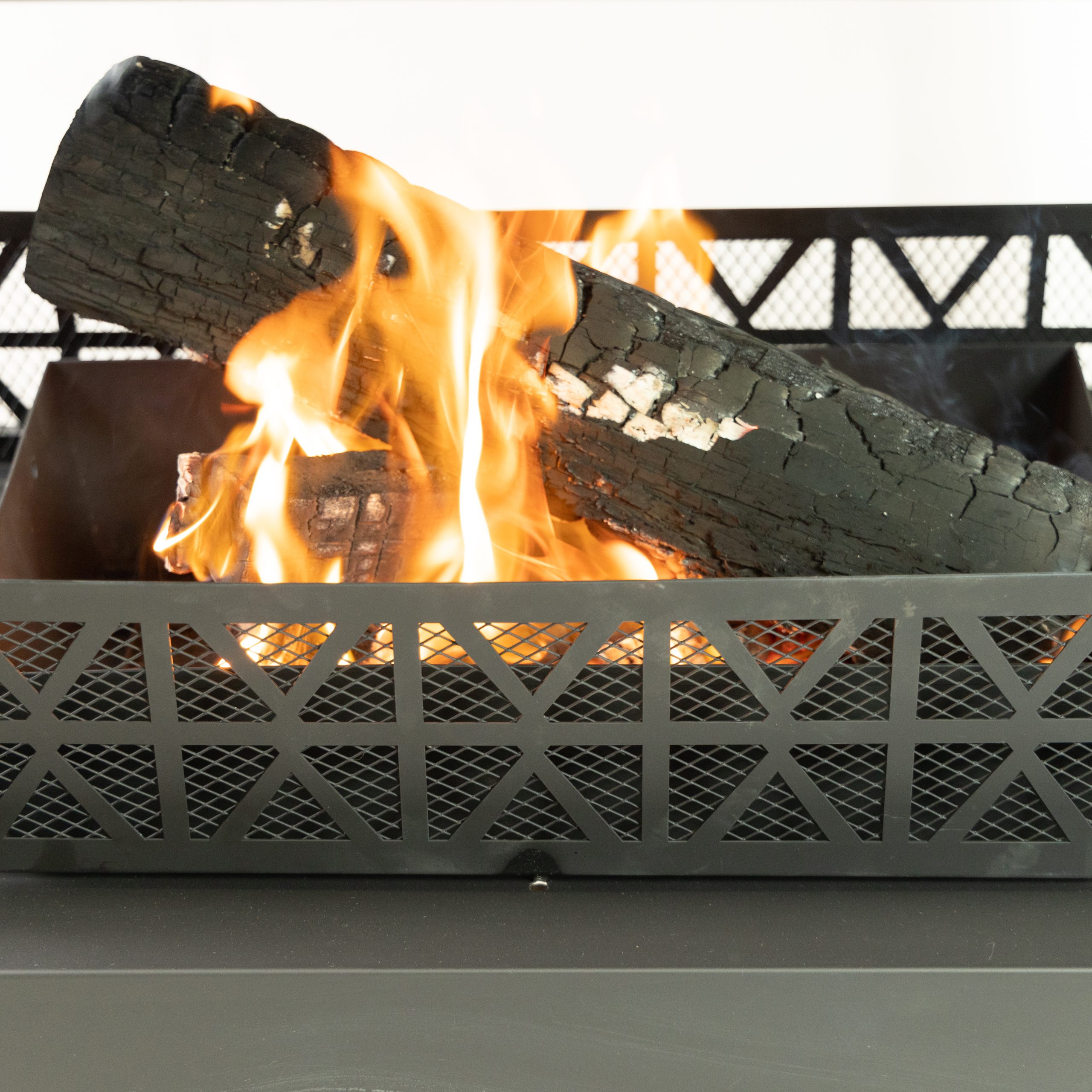 Deko Living 36 Inch Rectangular Outdoor Steel Wood Burning Fireplace with Log Storage Compartment and Poker - Image 3