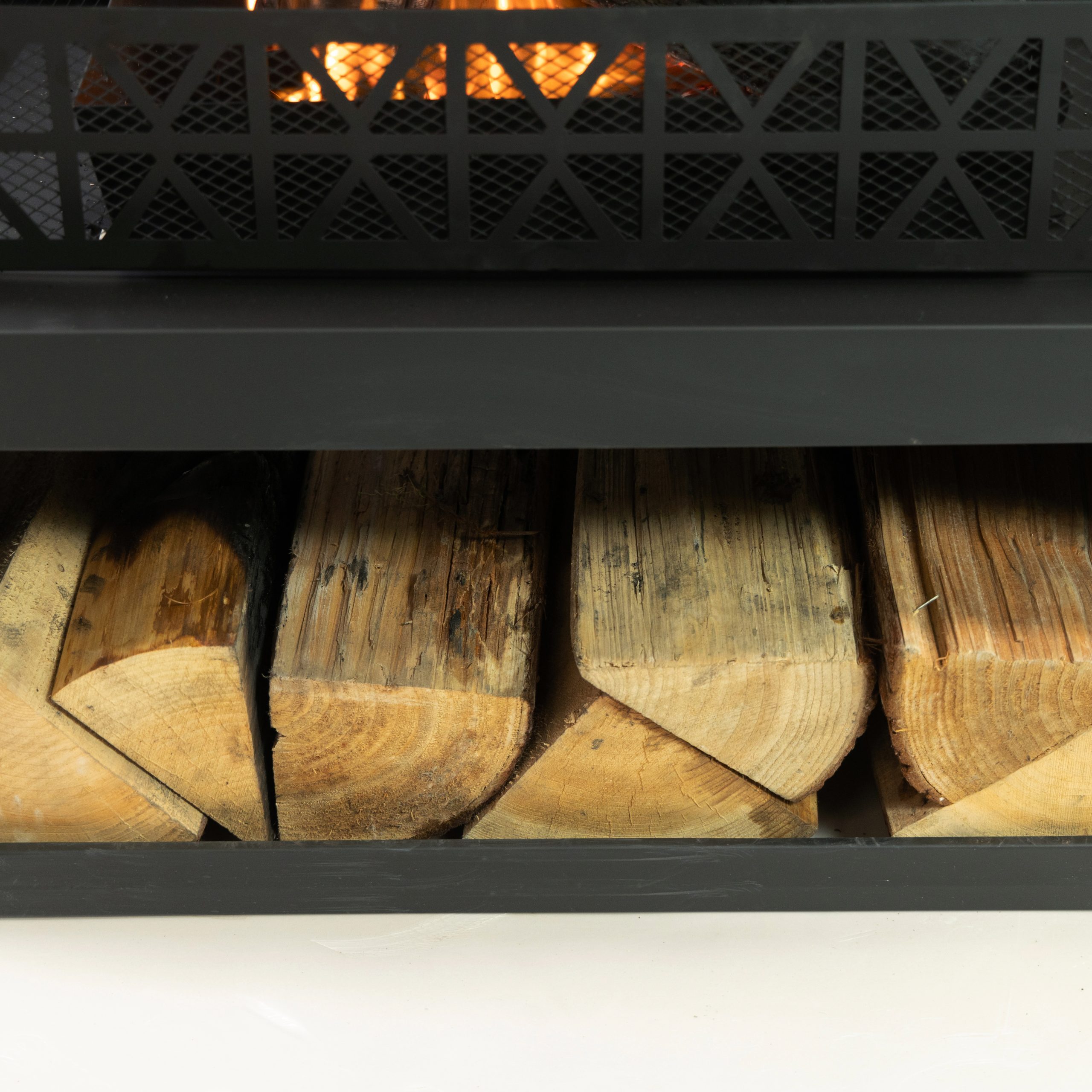 Deko Living 36 Inch Rectangular Outdoor Steel Wood Burning Fireplace with Log Storage Compartment and Poker - Image 5