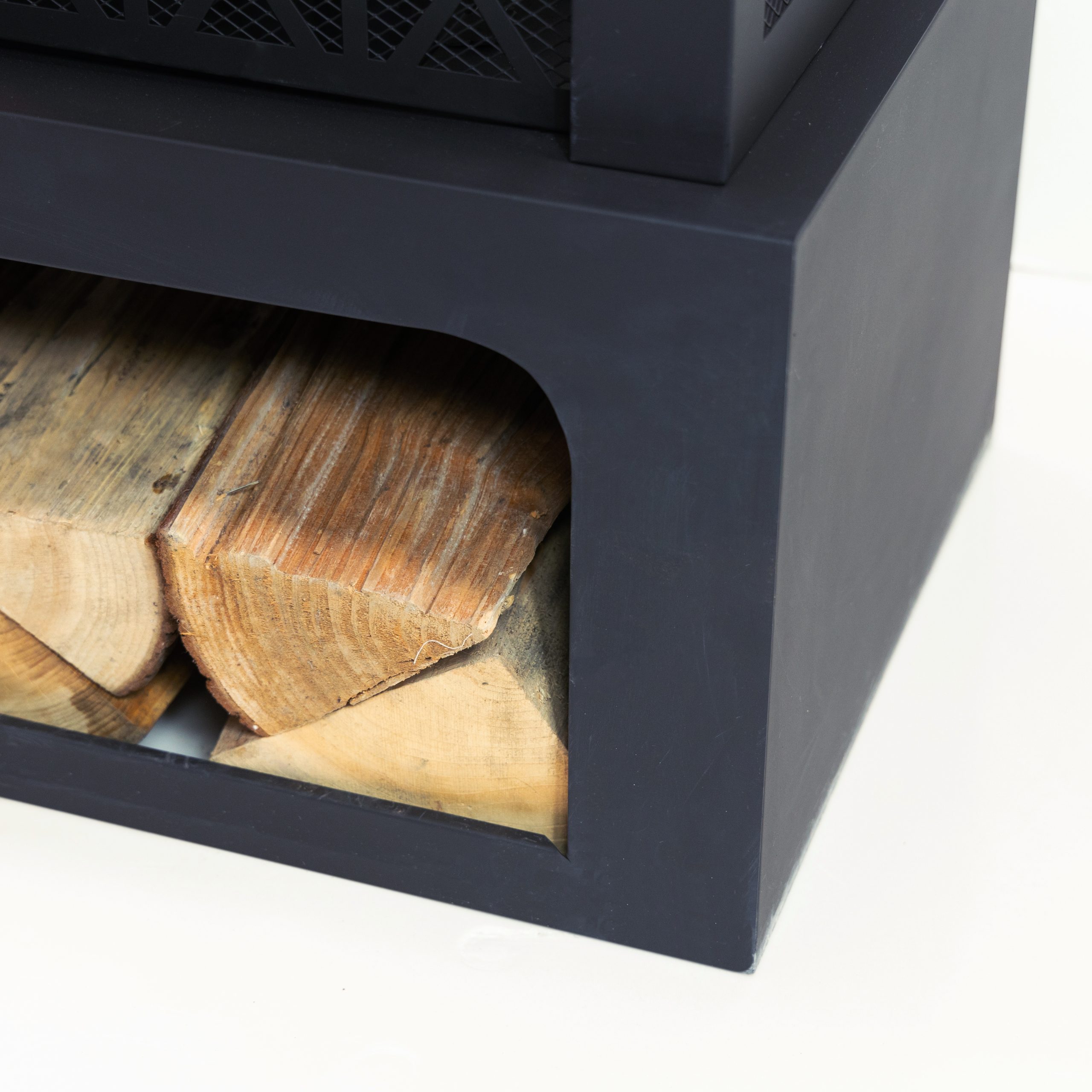 Deko Living 36 Inch Rectangular Outdoor Steel Wood Burning Fireplace with Log Storage Compartment and Poker - Image 4
