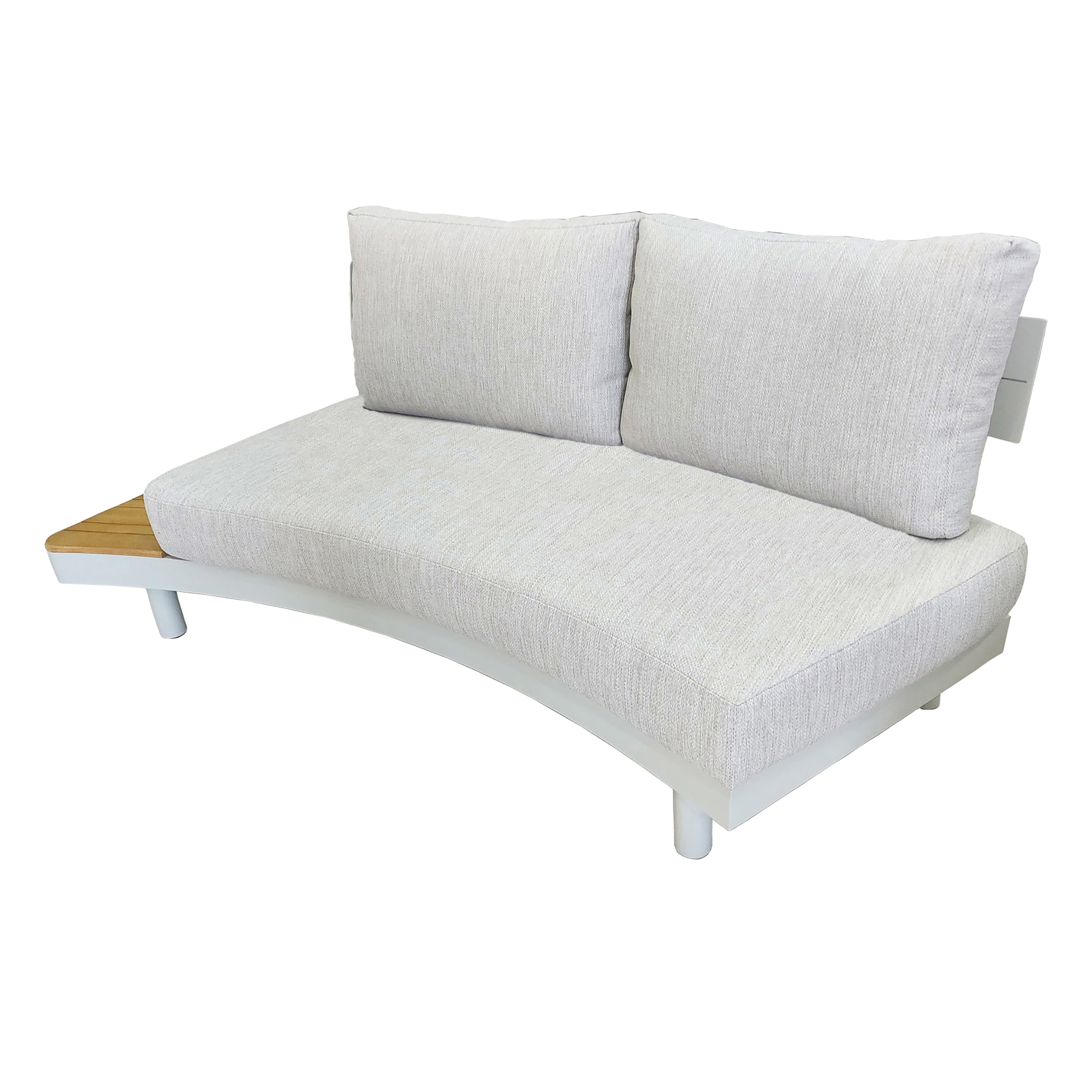 Deko Living 6 Place Seating Outdoor Cream Aluminum and Teak Contour Sofa Set - Image 4