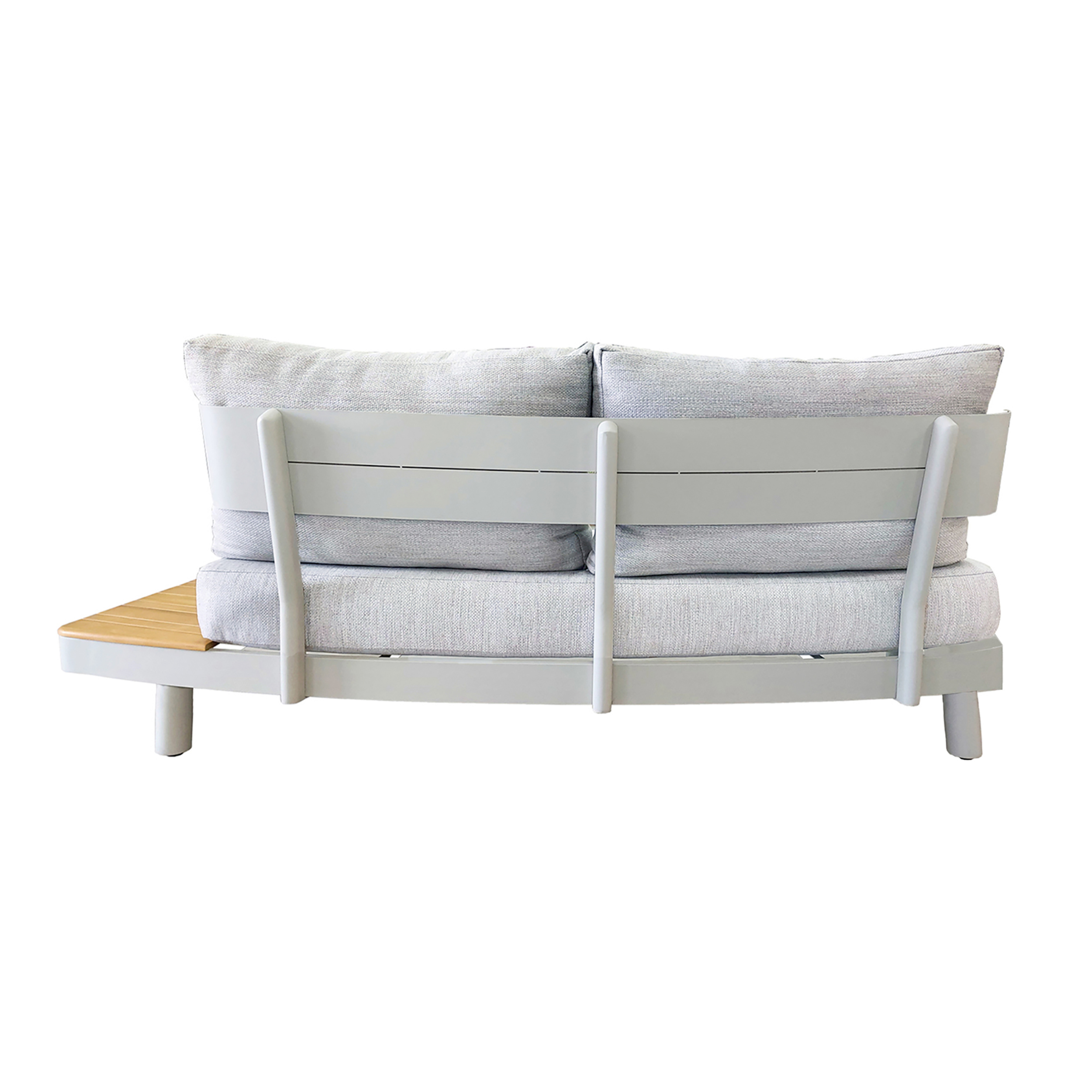 Deko Living 6 Place Seating Outdoor Cream Aluminum and Teak Contour Sofa Set - Image 7