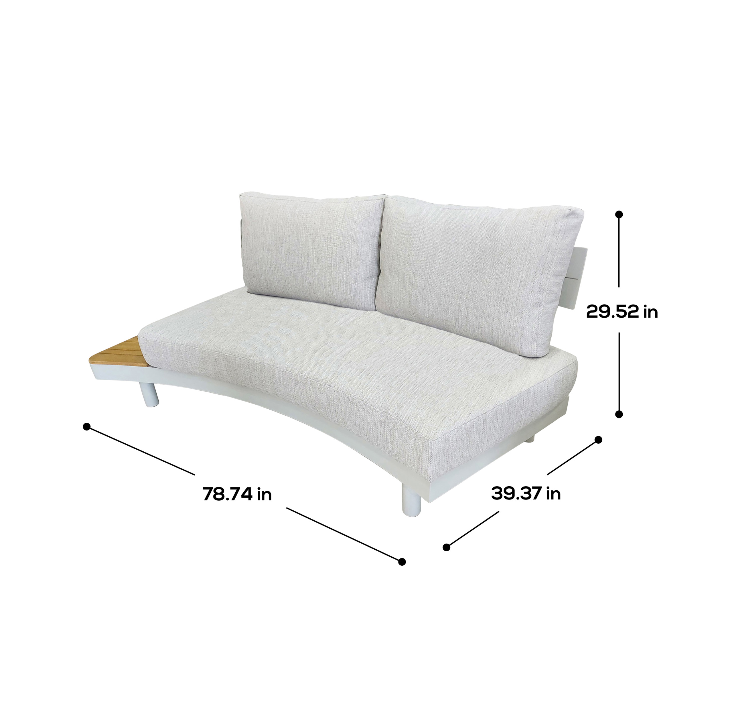 Deko Living 6 Place Seating Outdoor Cream Aluminum and Teak Contour Sofa Set - Image 8