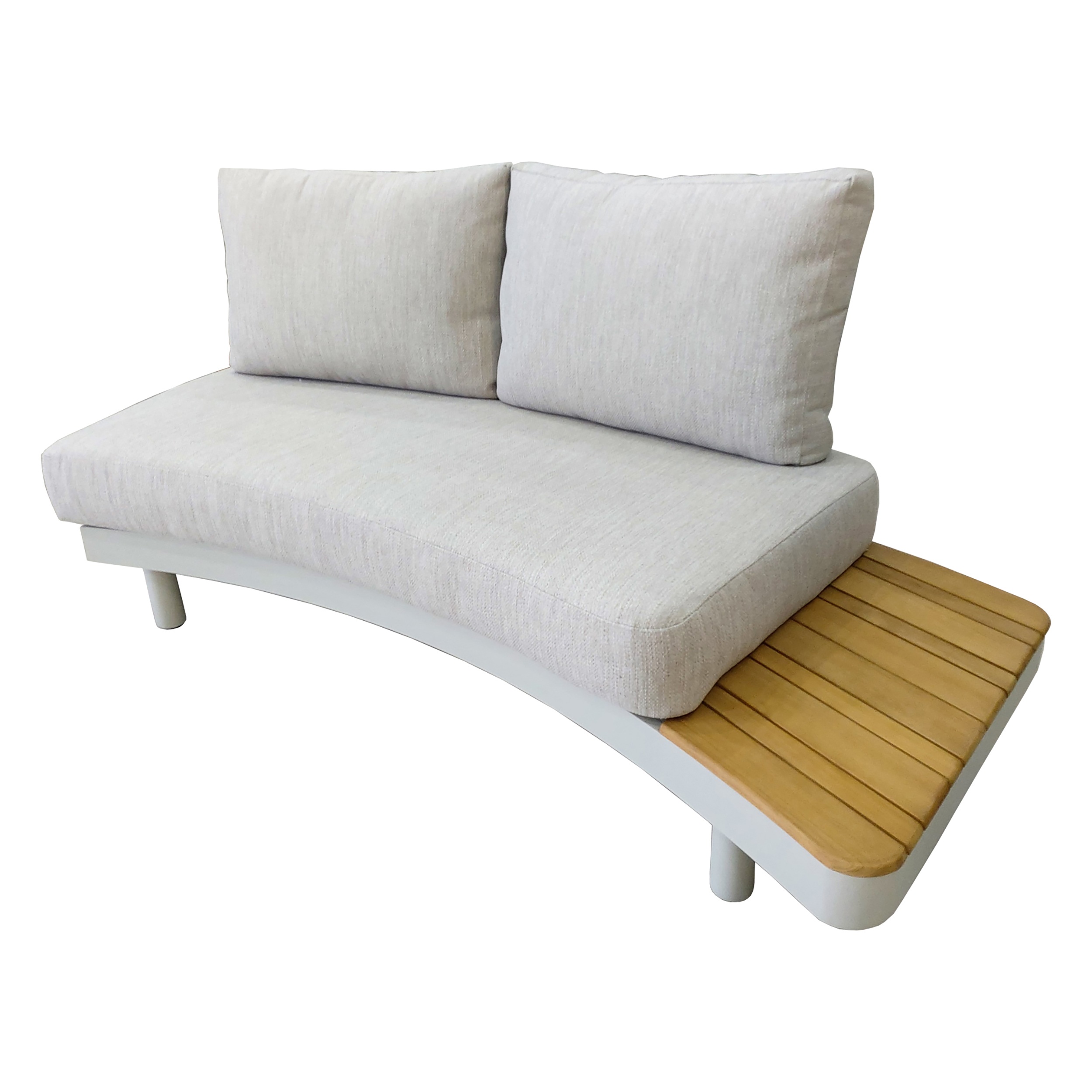 Deko Living 6 Place Seating Outdoor Cream Aluminum and Teak Contour Sofa Set - Image 3