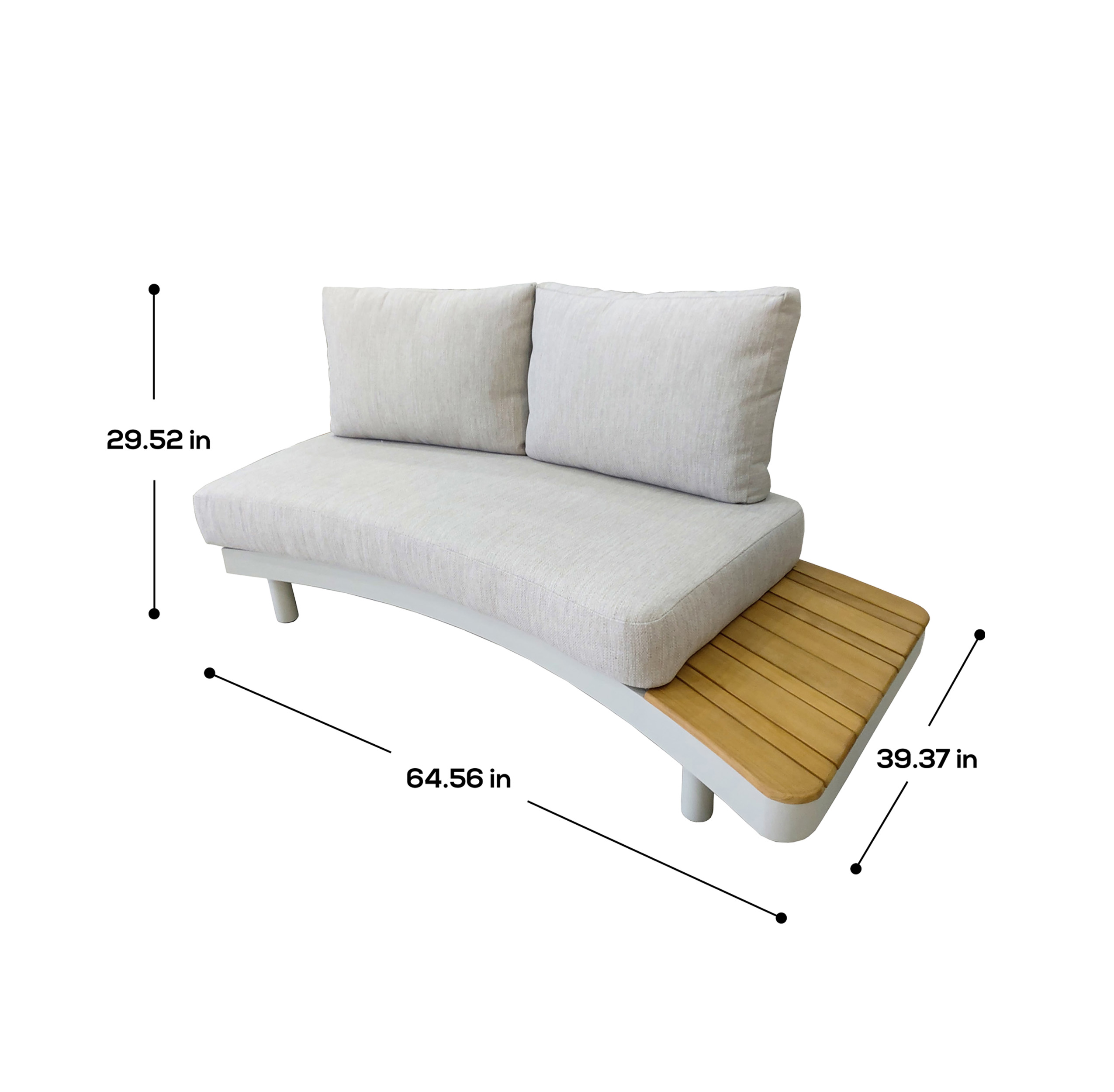Deko Living 6 Place Seating Outdoor Cream Aluminum and Teak Contour Sofa Set - Image 9