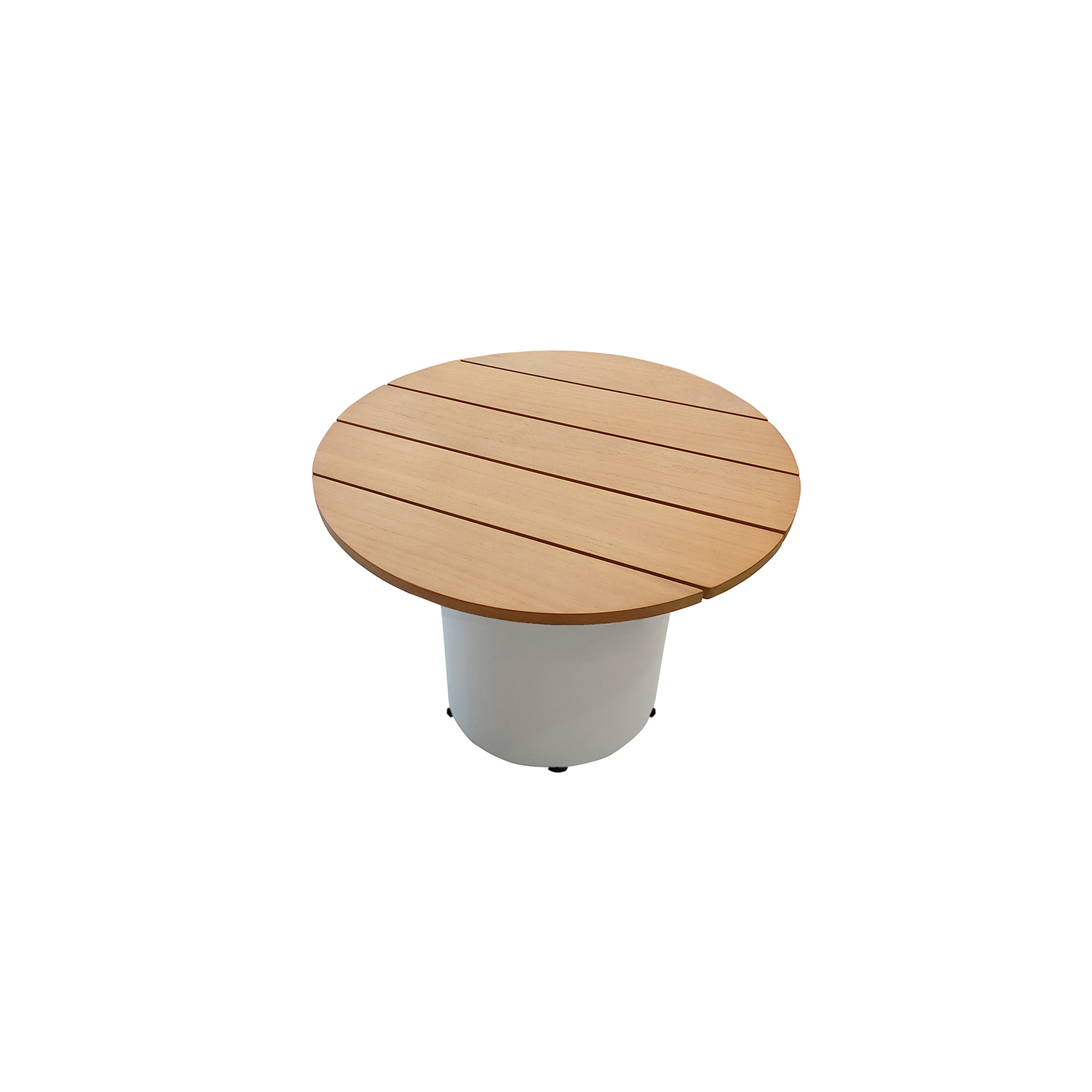 Deko Living 6 Place Seating Outdoor Cream Aluminum and Teak Contour Sofa Set - Image 6