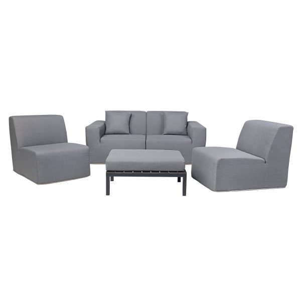 Deko Living 4 Place Seating  Gray Outdoor Compressed Foam Sectional Sofas and Ottoman Set • COP30017 - Image 3