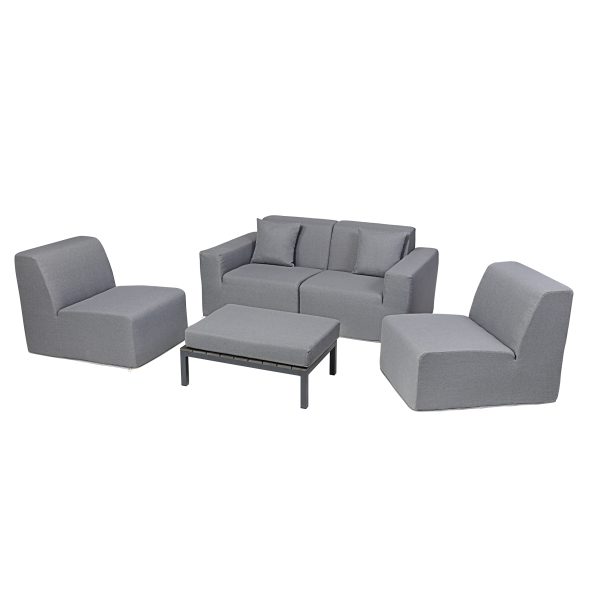 Deko Living 4 Place Seating  Gray Compressed Foam Sectional Sofa and Ottoman Set - Image 3