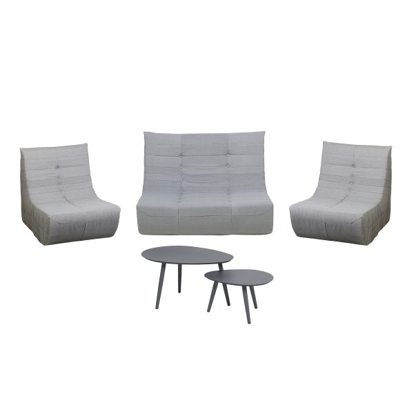 Deko Living 5 Piece Gray Compressed Foam Loveseat Sofa Chairs and Table Set - Image 3