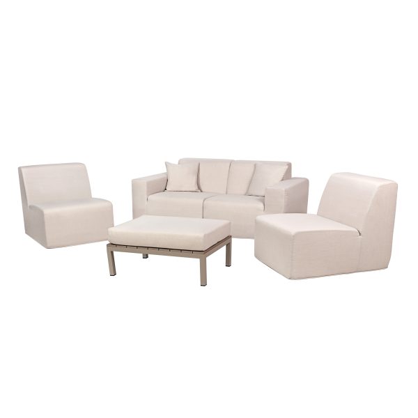 Deko Living 4 Place Seating  Beige Compressed Foam Sectional Sofa and Ottoman Set - Image 3