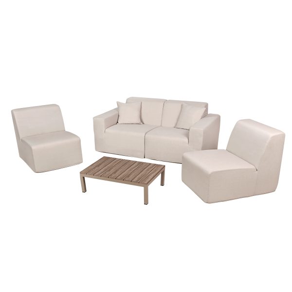 Deko Living 4 Place Seating  Beige Compressed Foam Sectional Sofa and Ottoman Set - Image 4