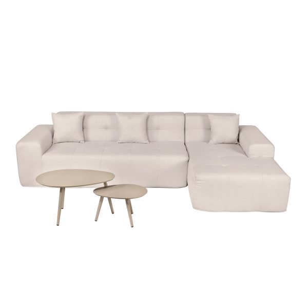 Deko Living 4 Piece Beige Compressed Foam Sectional Sofa Lounger and Table Set - Image 8
