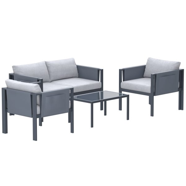 Deko Living 4 Place Seating Outdoor Gray Sofa and Table Set COP30014 - Image 6