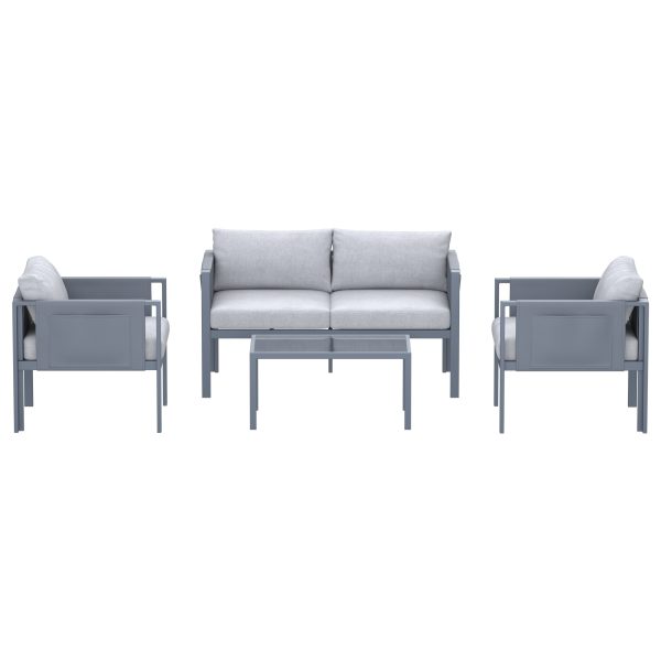 Deko Living 4 Place Seating Outdoor Gray Sofa and Table Set COP30014 - Image 3