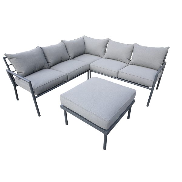 Deko Living 5 Place Seating Outdoor Gray Sofa and Ottoman Set COP30015 - Image 3
