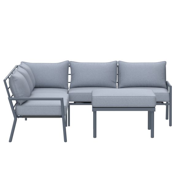 Deko Living 5 Place Seating Outdoor Gray Sofa and Ottoman Set COP30015 - Image 4