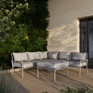 Deko Living 5 Place Seating Outdoor Gray Sofa and Ottoman Set COP30015