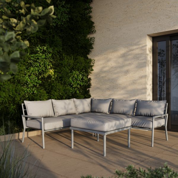Deko Living 5 Place Seating Outdoor Gray Sofa and Ottoman Set COP30015