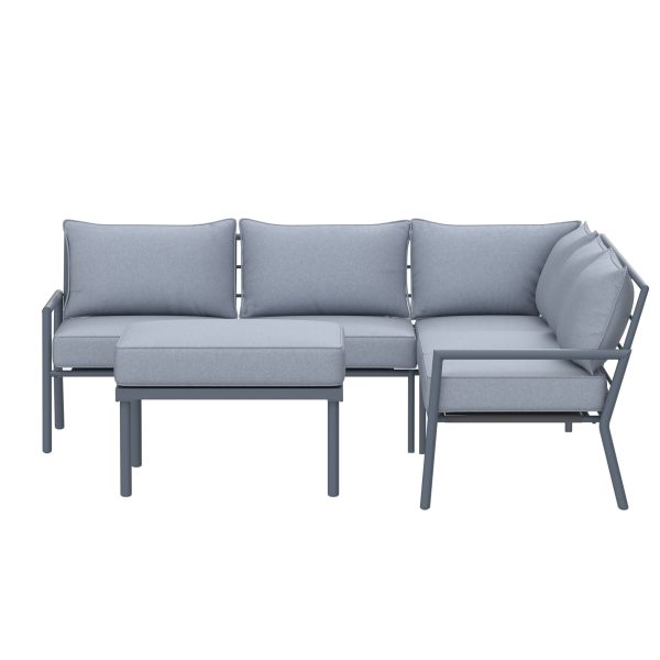 Deko Living 5 Place Seating Outdoor Gray Sofa and Ottoman Set COP30015 - Image 5