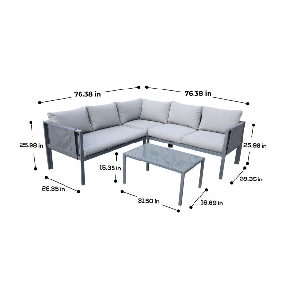Deko Living 5 Place Seating Outdoor Gray Sofa and Table Set COP30016 - Image 8