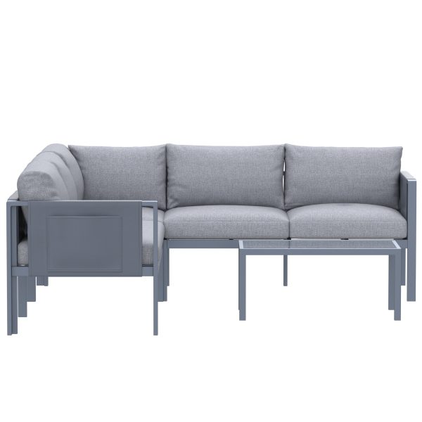 Deko Living 5 Place Seating Outdoor Gray Sofa and Table Set COP30016 - Image 5