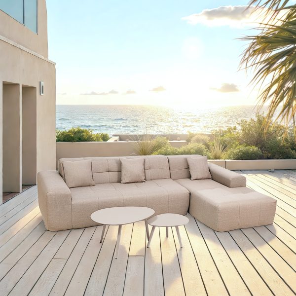 Deko Living 4 Piece Brown Outdoor Compressed Foam Sectional Sofa Lounger and Table Set • COP30118