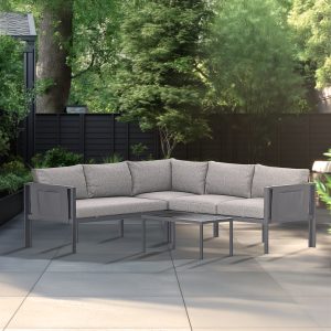 Deko Living 5 Place Seating Outdoor Gray Sofa and Table Set COP30016