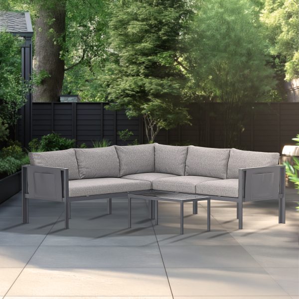 Deko Living 5 Place Seating Outdoor Gray Sofa and Table Set COP30016