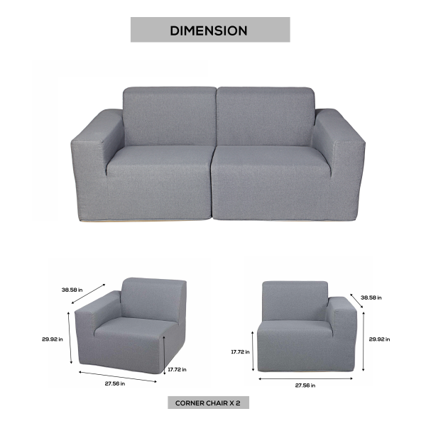 Deko Living 2 Place Seating  Gray Compressed Foam Sectional Sofa - Image 8