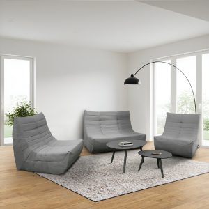 Deko Living 5 Piece Gray Compressed Foam Loveseat Sofa Chairs and Table Set
