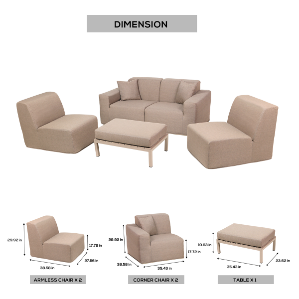 Deko Living 4 Place Seating  Brown Compressed Foam Sectional Sofa and Ottoman Set - Image 12