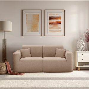 Deko Living 2 Place Seating  Brown Compressed Foam Sectional Sofa