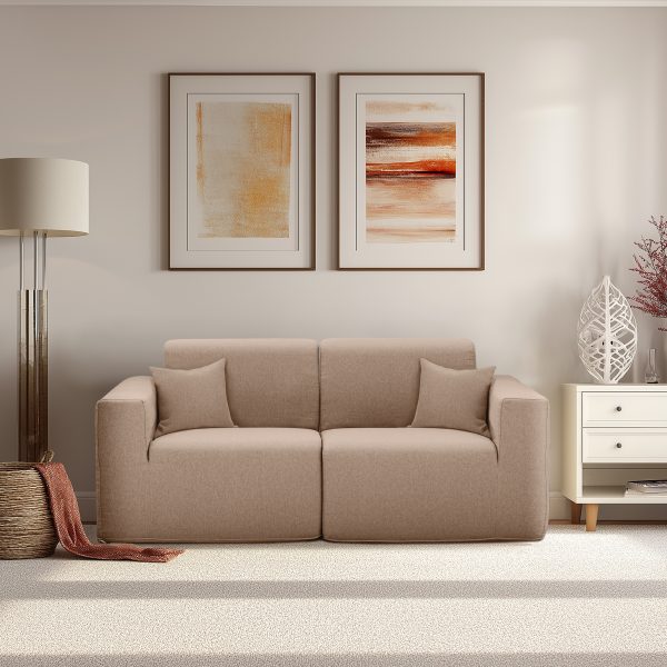 Deko Living 2 Place Seating  Brown Compressed Foam Sectional Sofa