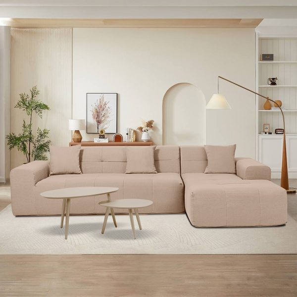 Deko Living 4 Piece Brown Compressed Foam Sectional Sofa Lounger and Table Set
