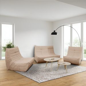 Deko Living 6 Piece Brown Compressed Foam Loveseat Sofa Chairs and Table Set