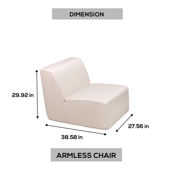 Deko Living Beige Compressed Foam Armless Sectional Sofa Chair - Image 7