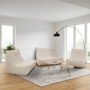 Deko Living 6 Piece Beige Compressed Foam Loveseat Sofa Chairs and Table Set