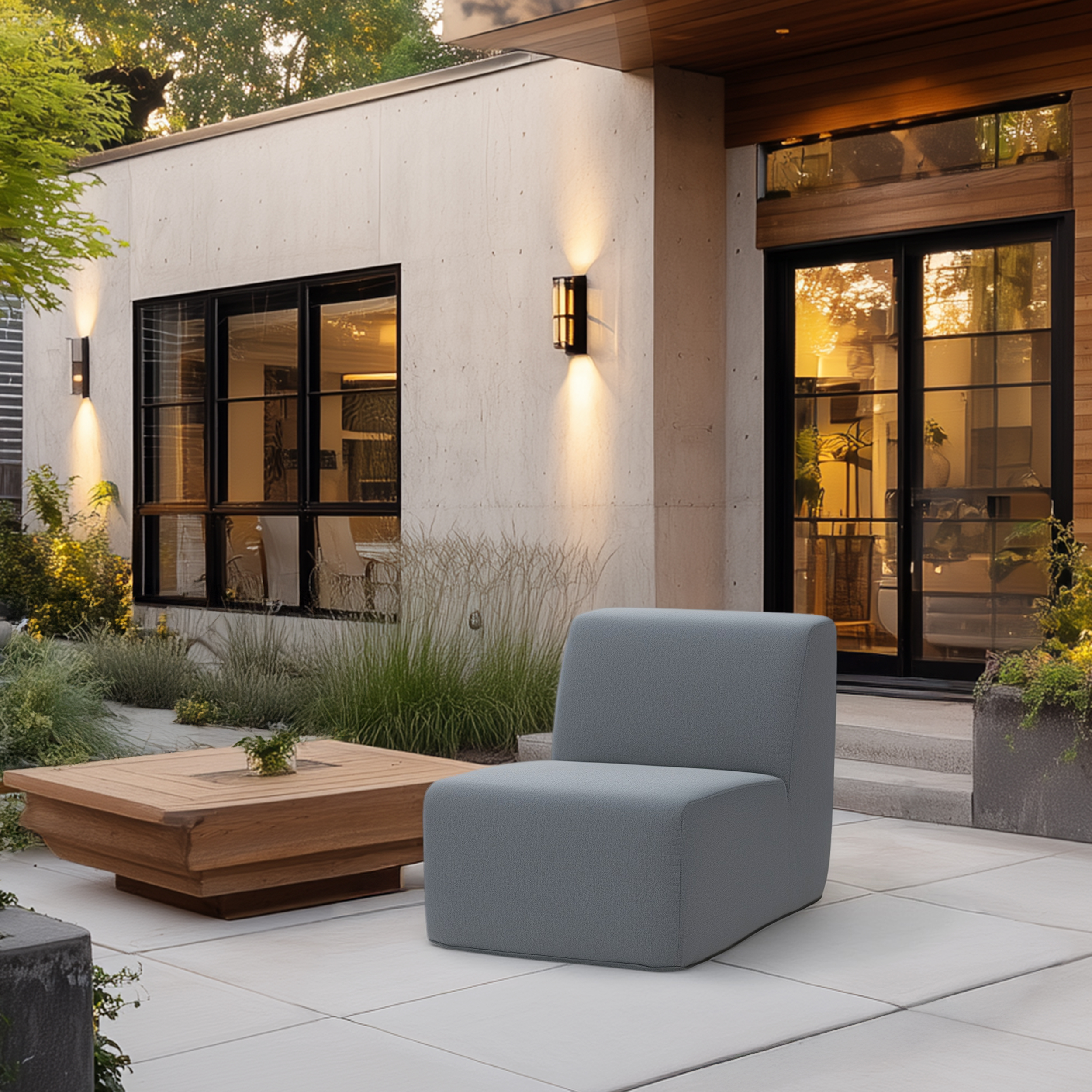 Deko Living Gray Outdoor Compressed Foam Armless Sectional Sofa Chair • COP30017ACH - Image 2