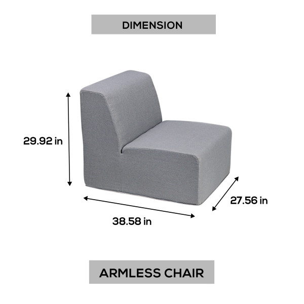Deko Living Gray Outdoor Compressed Foam Armless Sectional Sofa Chair • COP30017ACH - Image 6