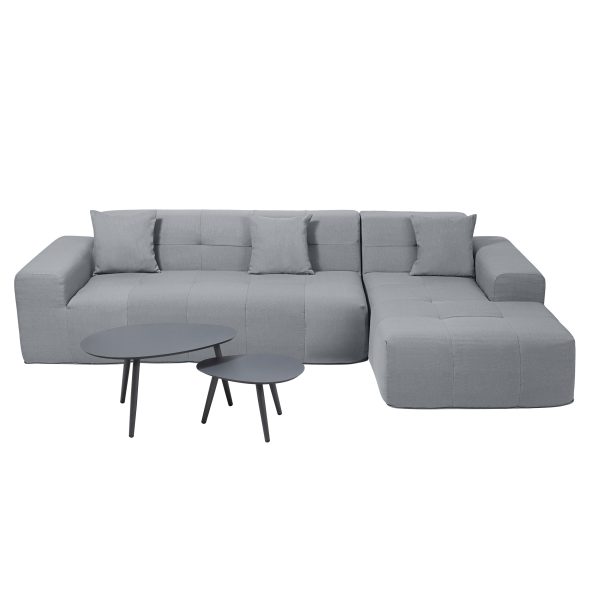Deko Living 4 Piece Gray Outdoor Compressed Foam Sectional Sofa Lounger and Table Set • COP30018 - Image 3