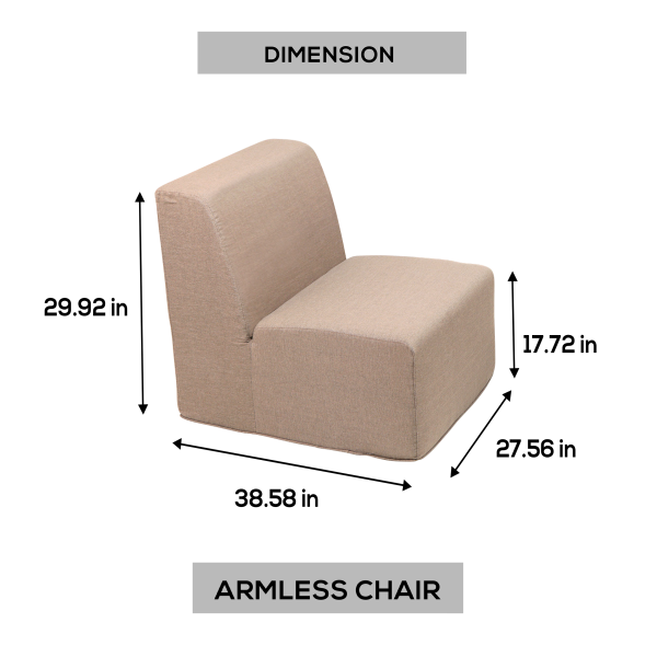 Deko Living Brown Outdoor Compressed Foam Armless Sectional Sofa Chair • COP30117ACH - Image 6