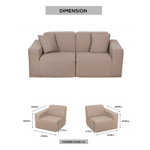 Deko Living 2 Place Seating  Brown Outdoor Compressed Foam Sectional Sofas • COP30117SET - Image 9