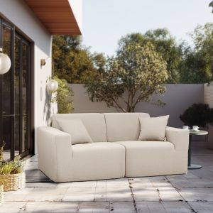 Deko Living 2 Place Seating  Beige Outdoor Compressed Foam Sectional Sofas • COP30217SET