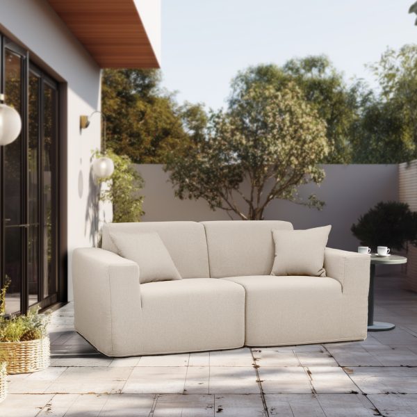 Deko Living 2 Place Seating  Beige Outdoor Compressed Foam Sectional Sofas • COP30217SET