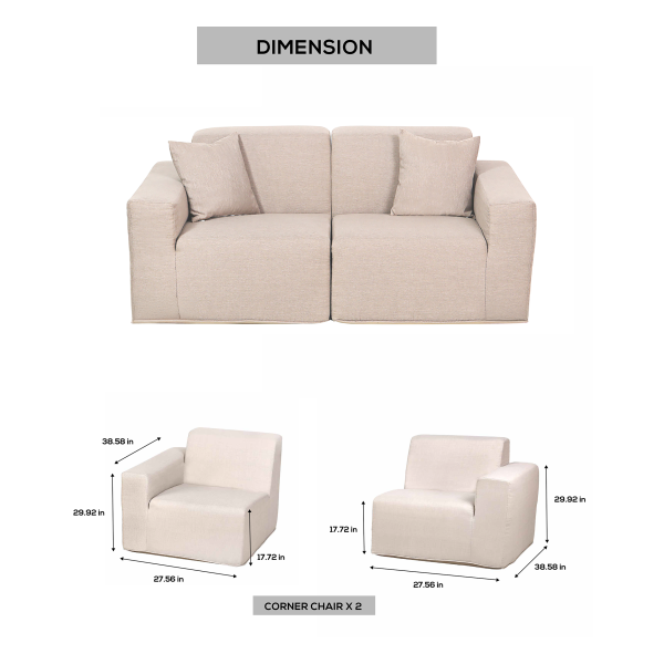 Deko Living 2 Place Seating  Beige Outdoor Compressed Foam Sectional Sofas • COP30217SET - Image 9