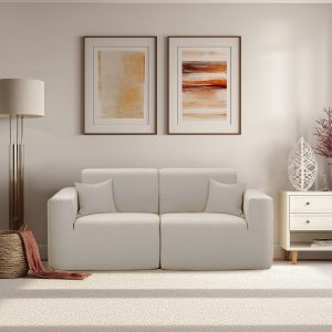 Deko Living 2 Place Seating  Beige  Compression Foam Sofa Set